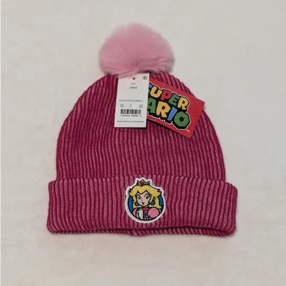 Super Mario Girl's Pink One Size Beanie - Picture 1 of 5